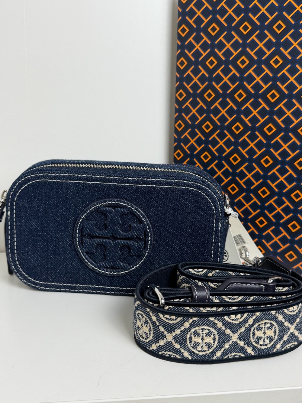 NWT Tory Burch  MINI MILLER DENIM CROSSBODY BAG